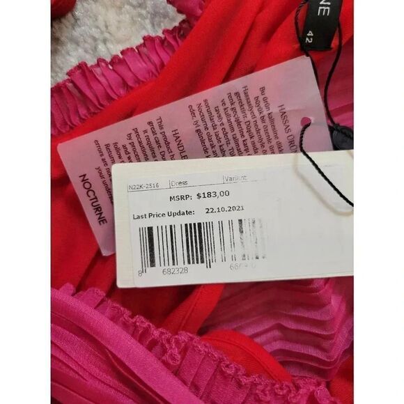 Nocturne Batwing Sleeve Pleated Mini Dress 42, L NWT - Picture 9 of 10